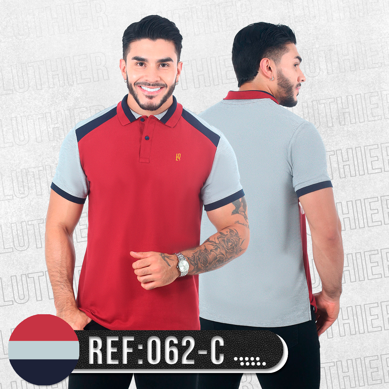 062C POLO COMBINADA VINOTINTO AZUL OSC